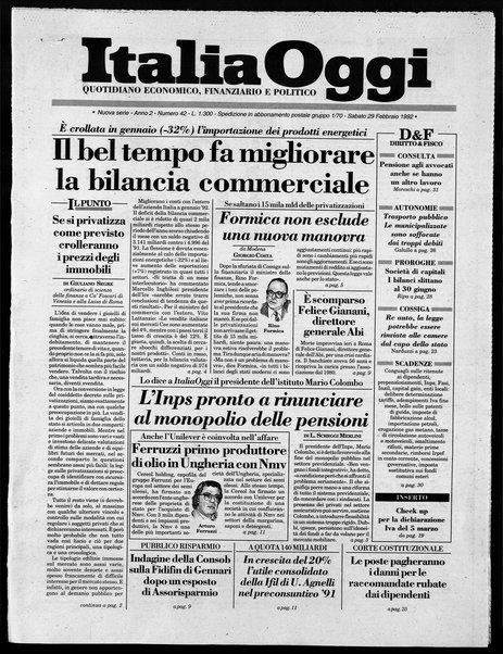 Italia oggi : quotidiano di economia finanza e politica